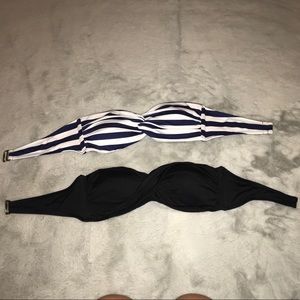 Two bandeau swim tops.